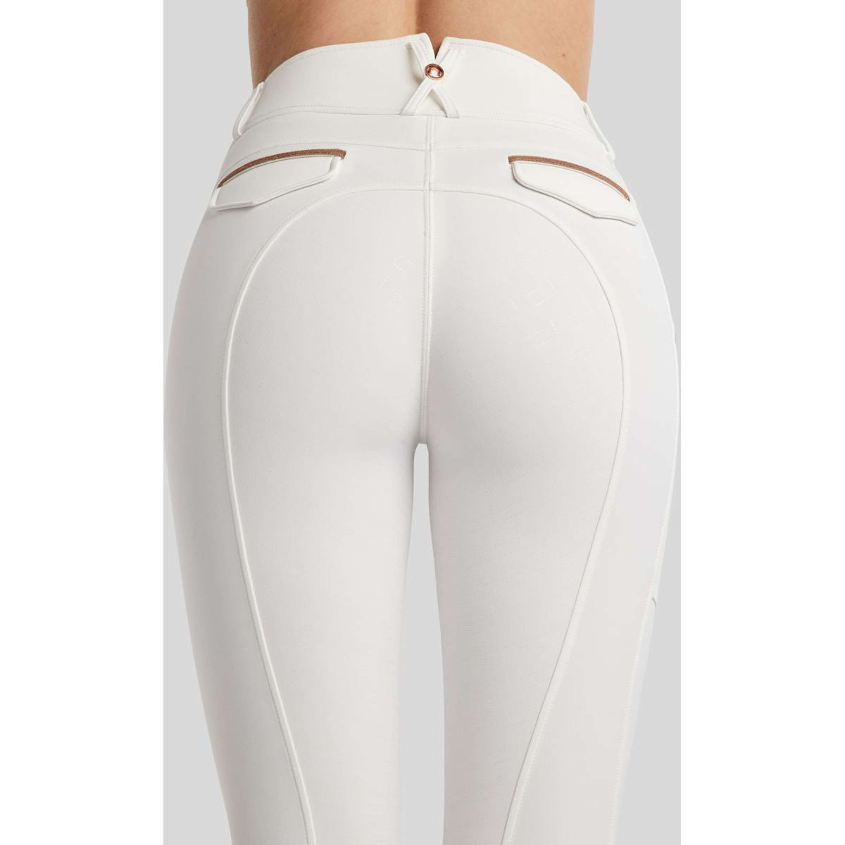 Montar Pantaloni da Equitazione MoGlenda Full Grip Bianco