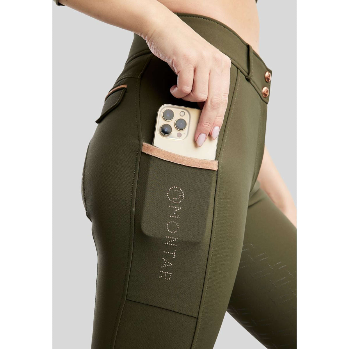Montar Pantaloni da Equitazione MoGlenda Full Grip Olive