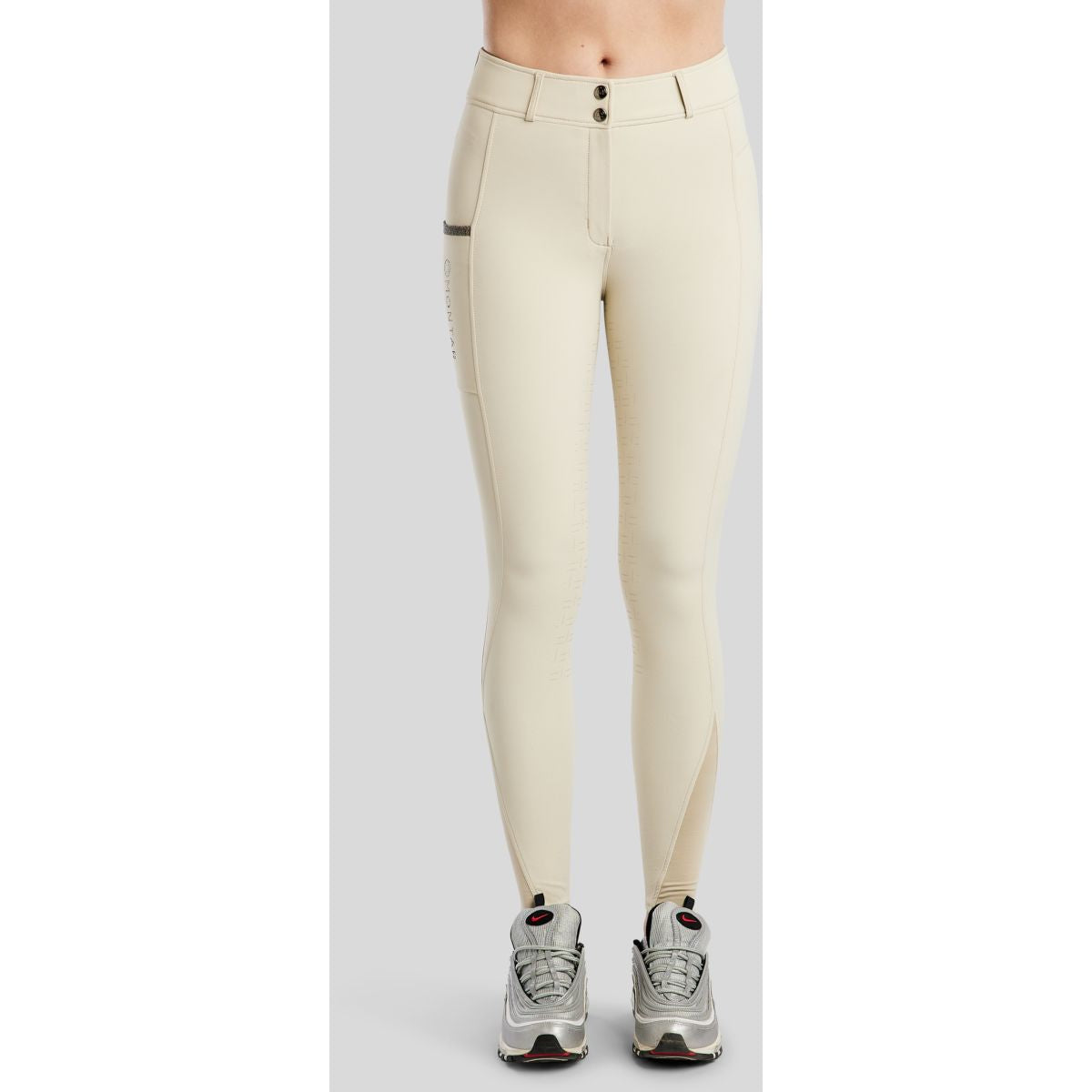 Montar Pantaloni da Equitazione MoGaia Full Grip Warm Light Grey