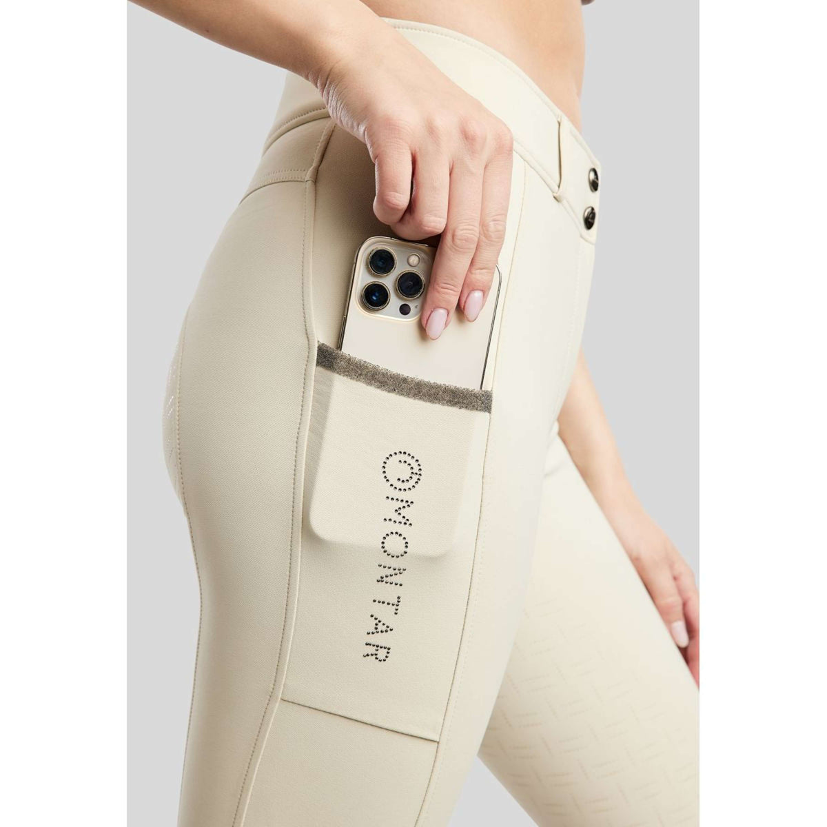 Montar Pantaloni da Equitazione MoGaia Full Grip Warm Light Grey