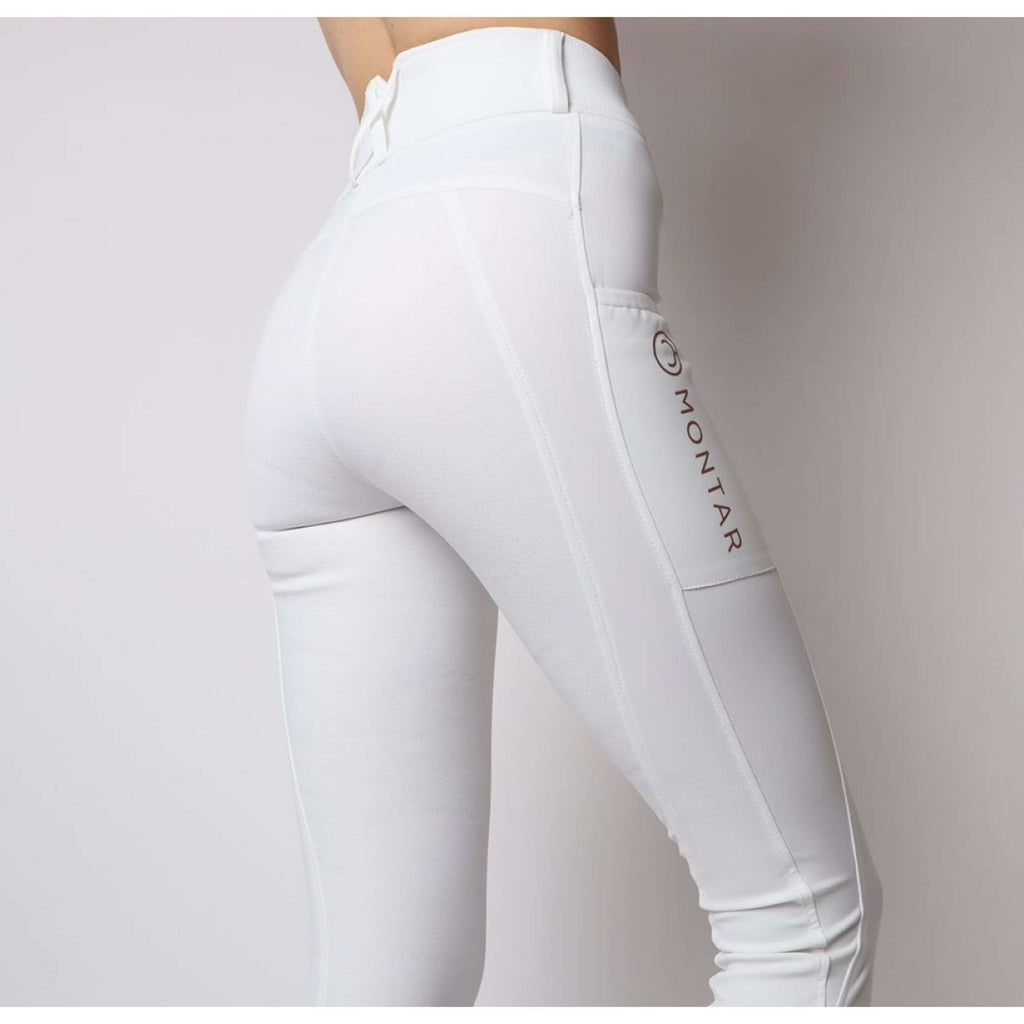 Montar Leggings da Equitazione Rosegold Logo Junior Bianco
