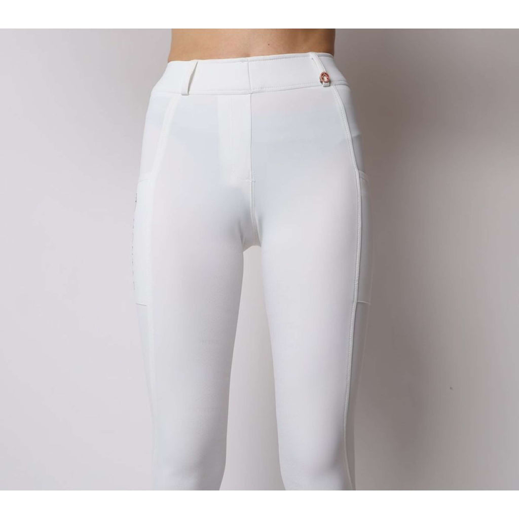 Montar Leggings da Equitazione Rosegold Logo Junior Bianco