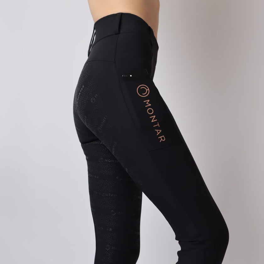 Montar Leggings da Equitazione Rosegold Logo Junior Nero Montar Leggings da Equitazione Rosegold Logo Junior Nero