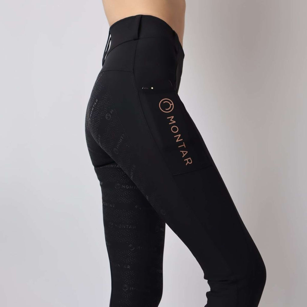 Montar Leggings da Equitazione Rosegold Logo Junior Nero