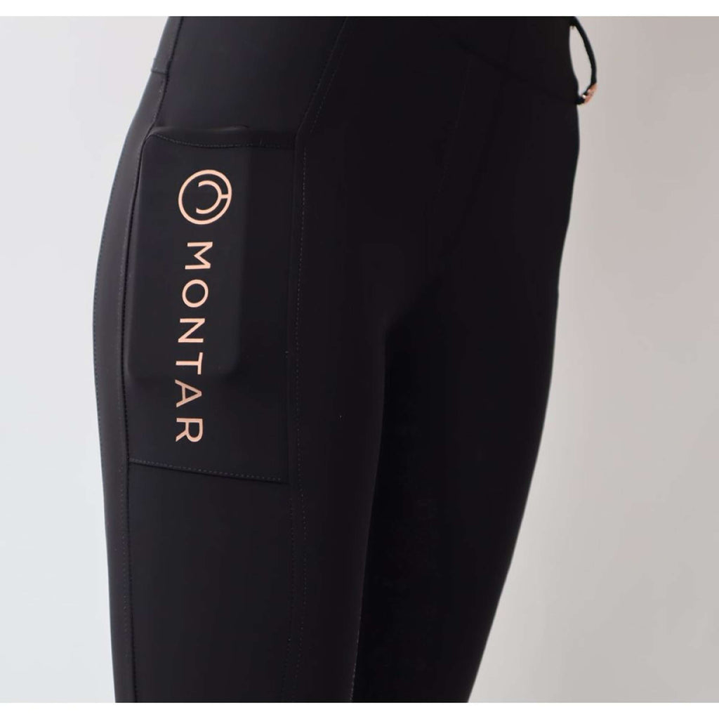 Montar Leggings da Equitazione Rosegold Logo Junior Nero