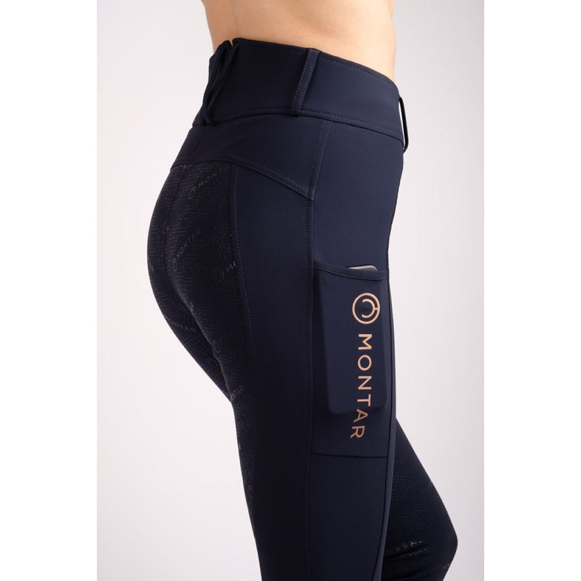 Montar Leggings da Equitazione Rosegold Logo Junior Navy