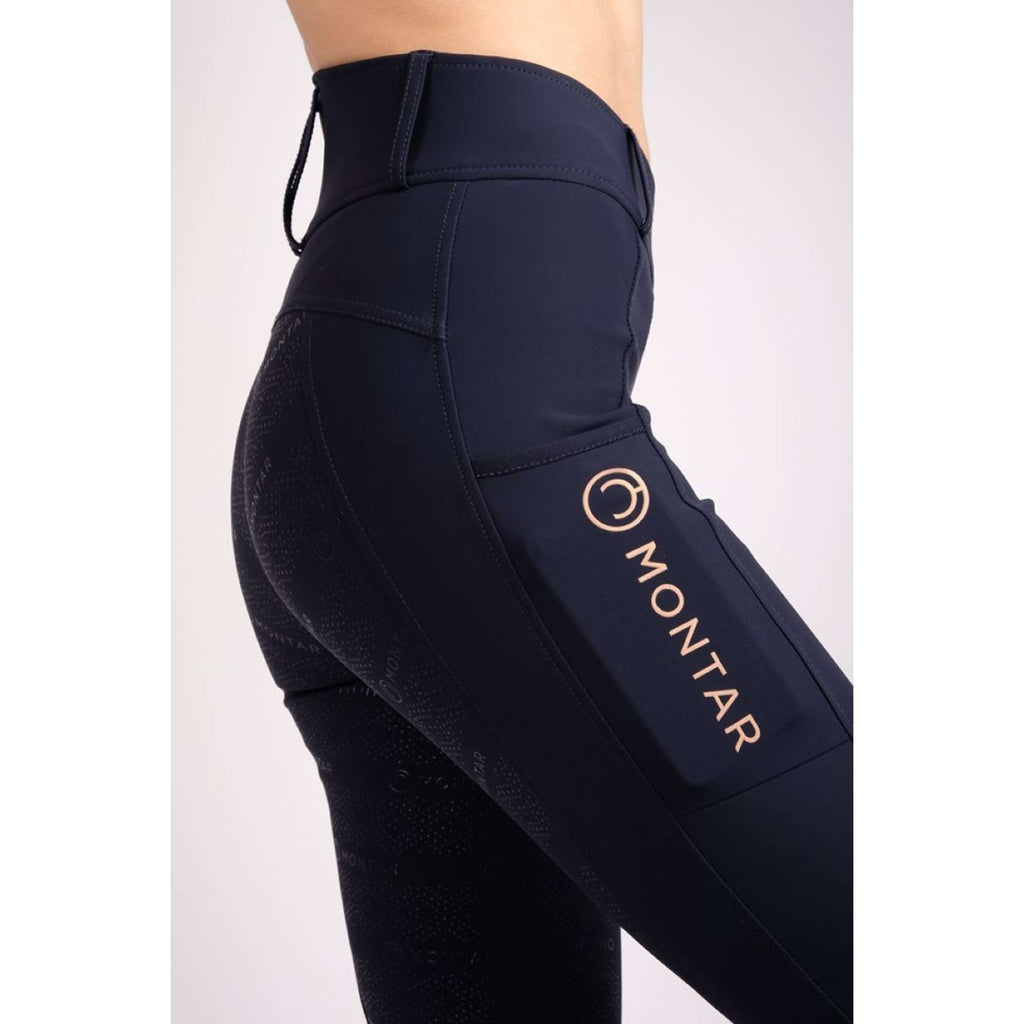 Montar Leggings da Equitazione Rosegold Logo Junior Navy