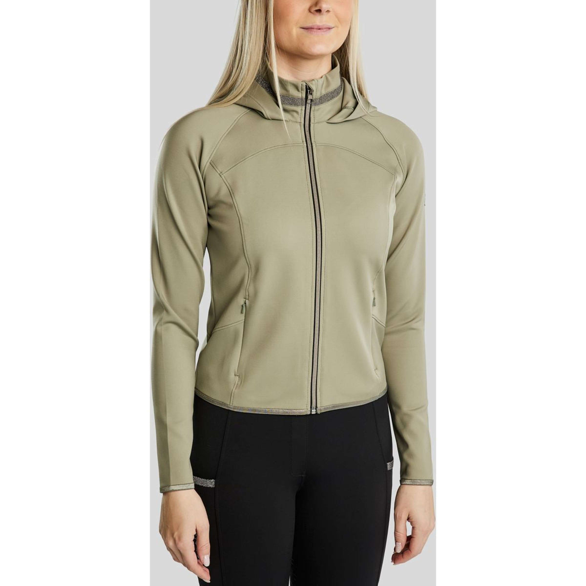 Montar Felpa con cappuccio e zip MoGaia Dusty Green