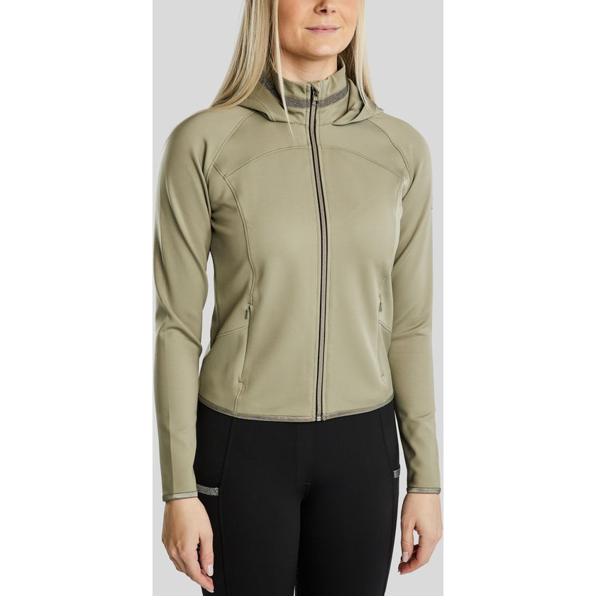 Montar Felpa con cappuccio e zip MoGaia Dusty Green