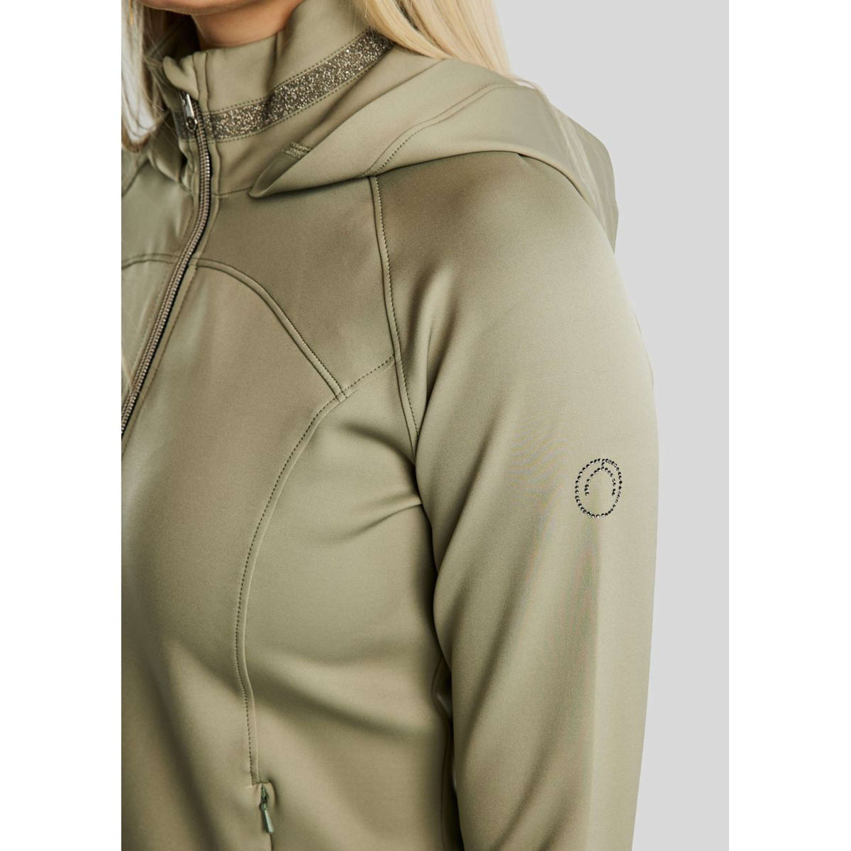 Montar Felpa con cappuccio e zip MoGaia Dusty Green