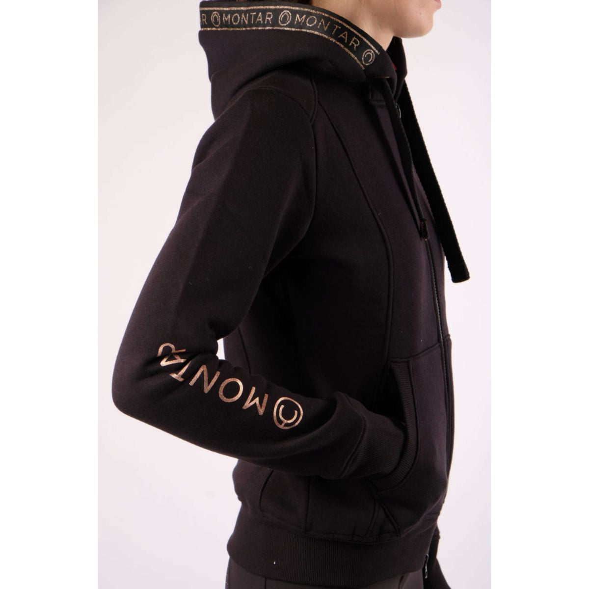 Montar Felpa con cappuccio e zip Macie Rosegold Logo Nero