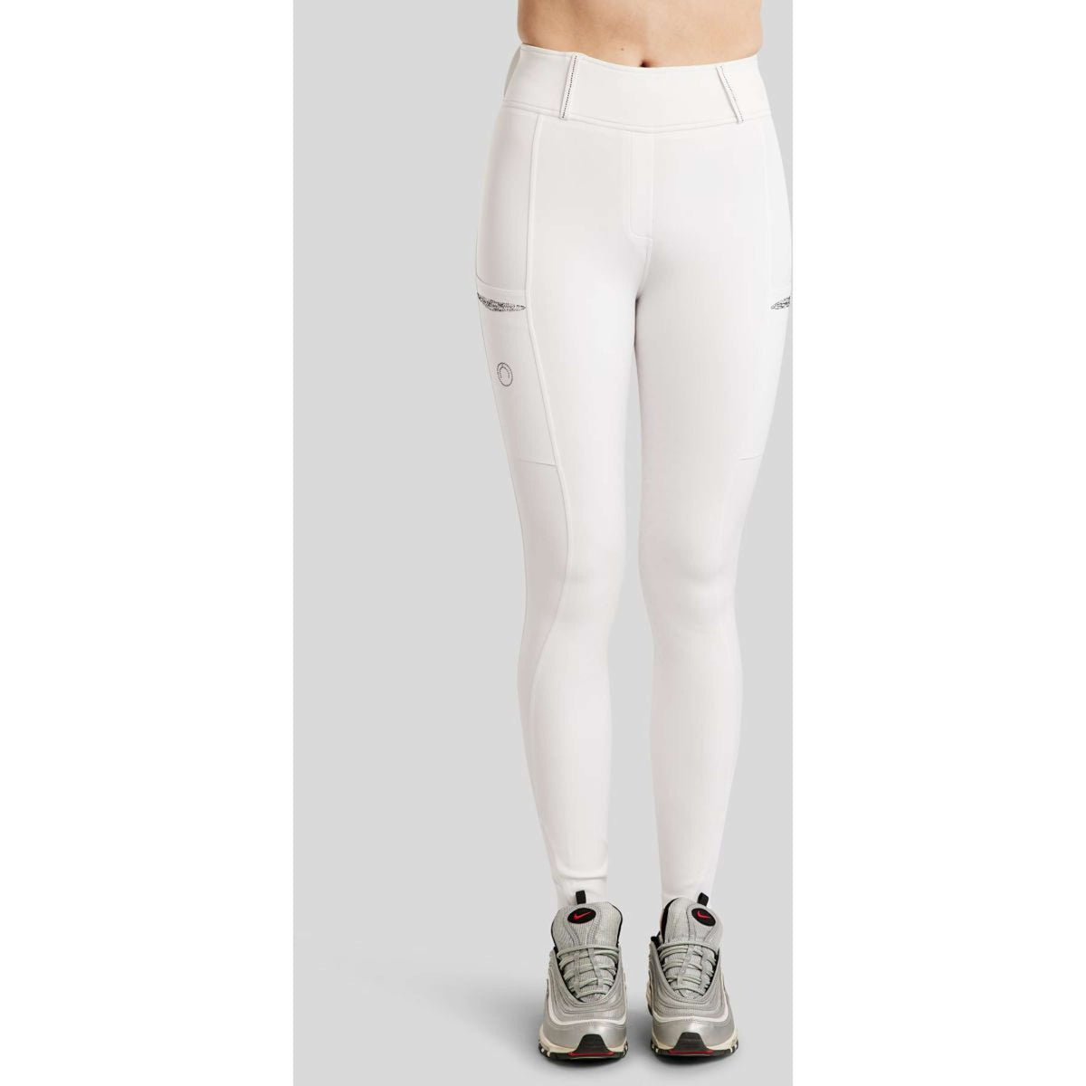 Montar Leggings da Equitazione MoEmilia Full Grip Bianco