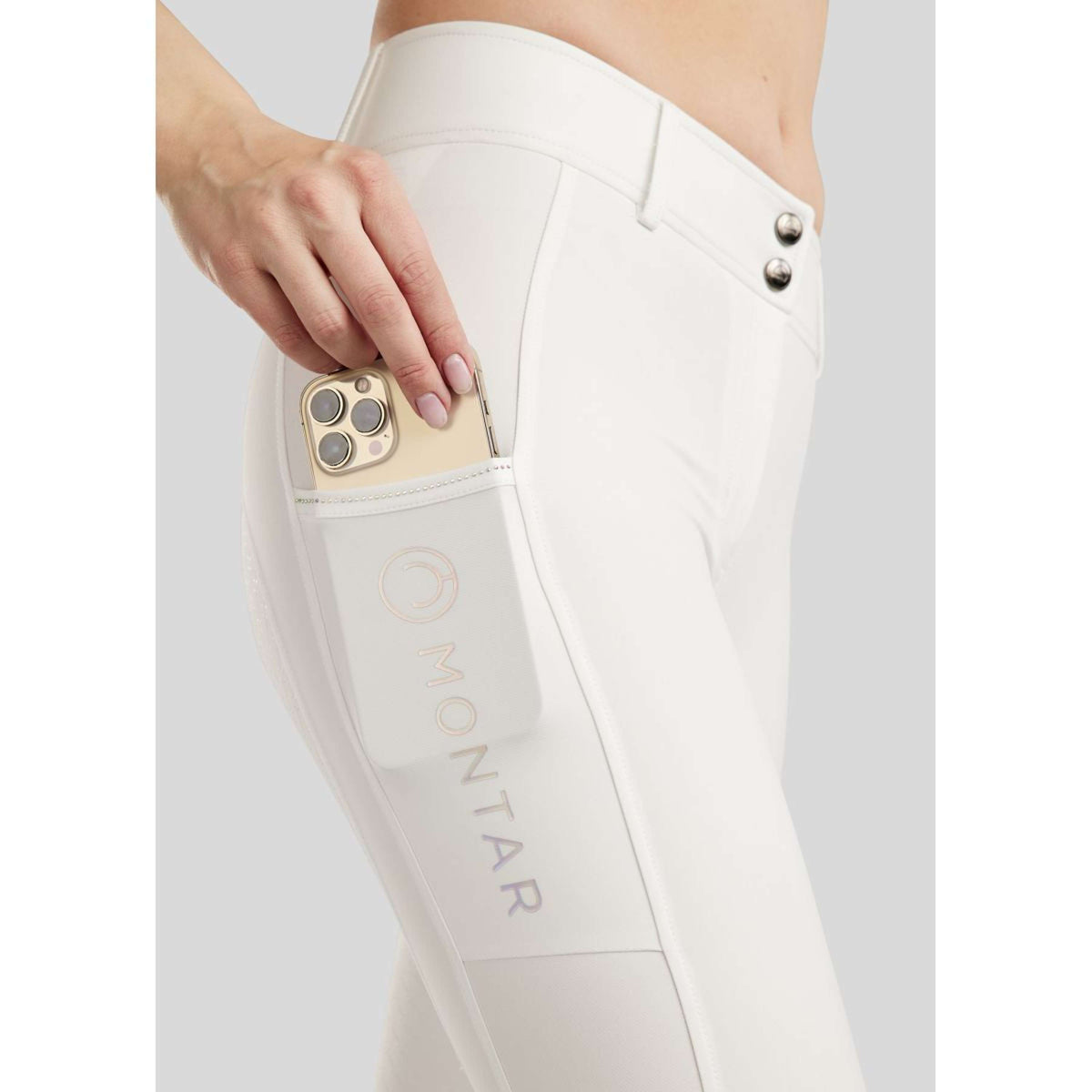 Montar Pantaloni da Equitazione MoCha Full Grip Bianco