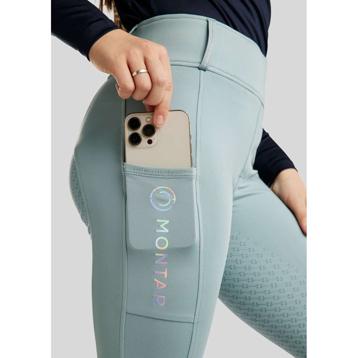 Montar Leggings da Equitazione MoCha Full Grip Stone Blue