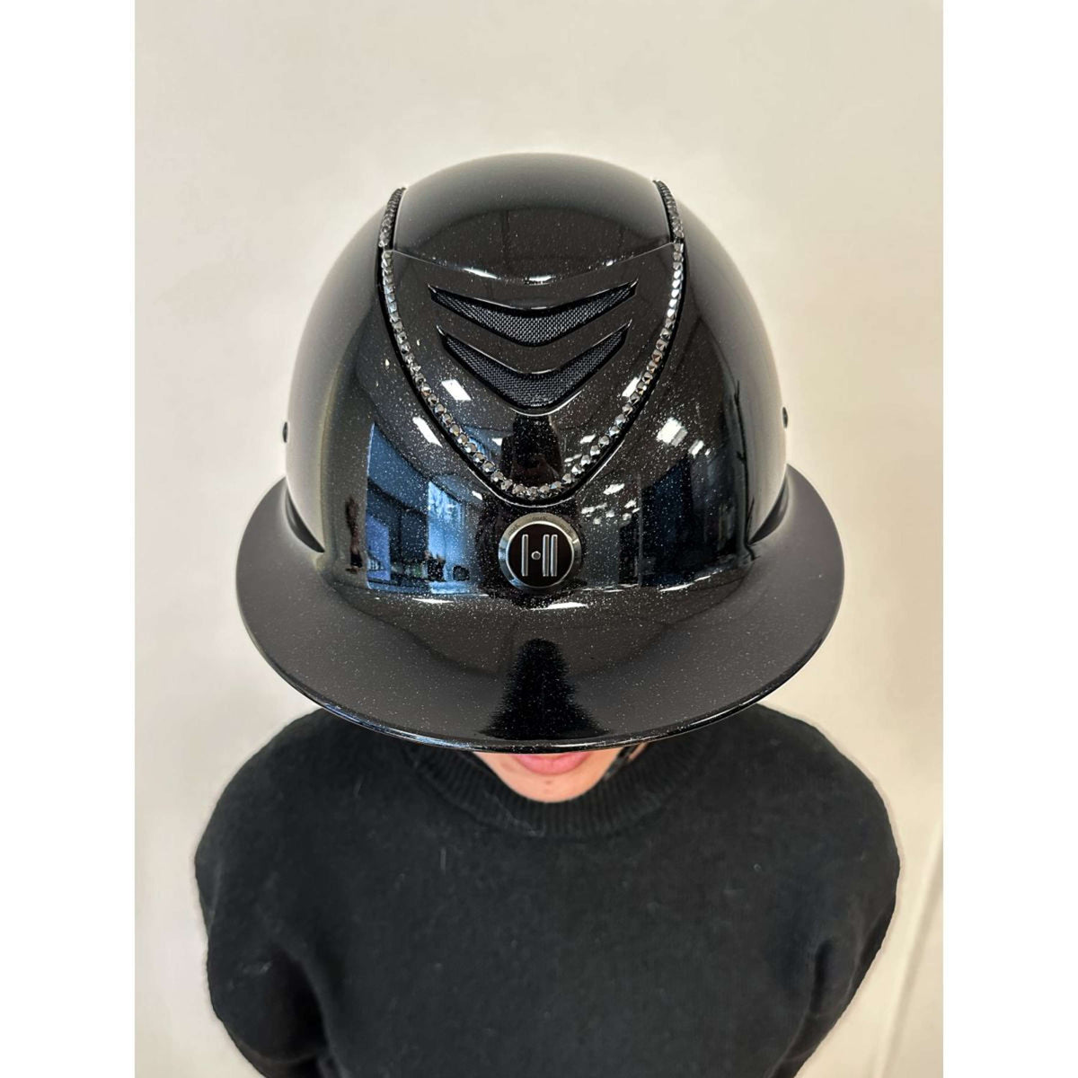 OneK Casco da equitazione Avancé Lux Shimmer Black Swarovski Nero