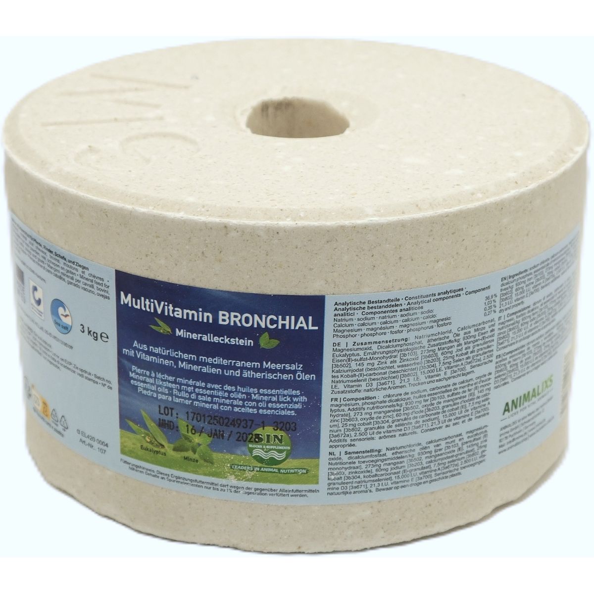 Animalixs Pietra da Leccare Multivitamine-Bronchial Bianco