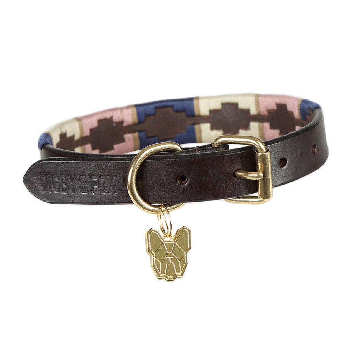 Digby & Fox Collare Drover Polo Blu marino/Rosa/Naturale