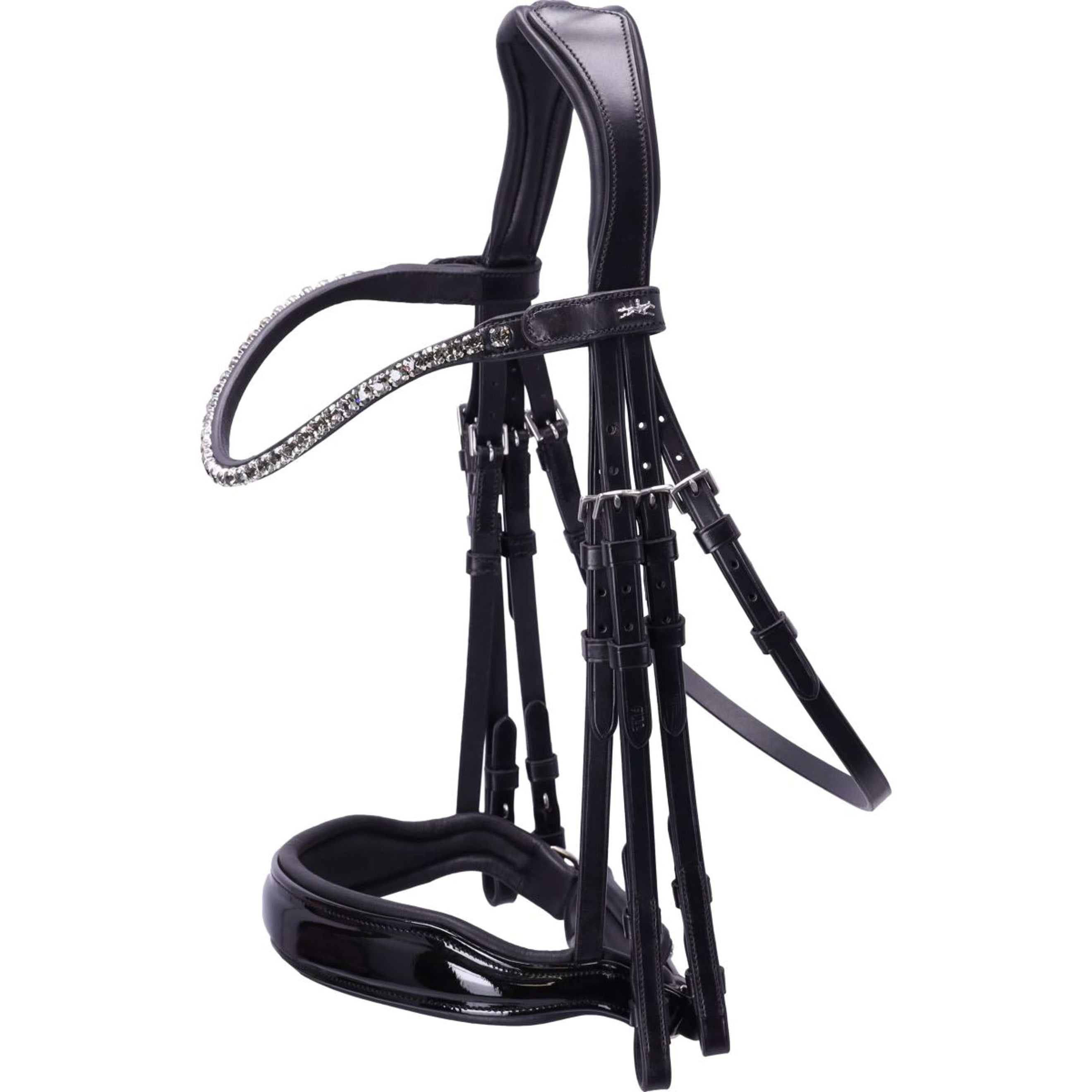 Schockemöhle Briglia doppia Milazzo Nero/Vernice/Grigio Schockemöhle Briglia doppia Milazzo Nero/Vernice/Grigio