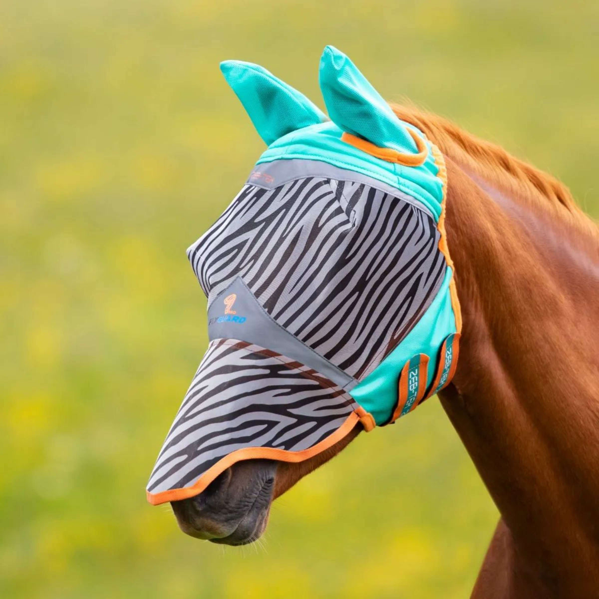 Shires Maschera Antimosche Rete Sottile con Orecchie e Naso Zebra