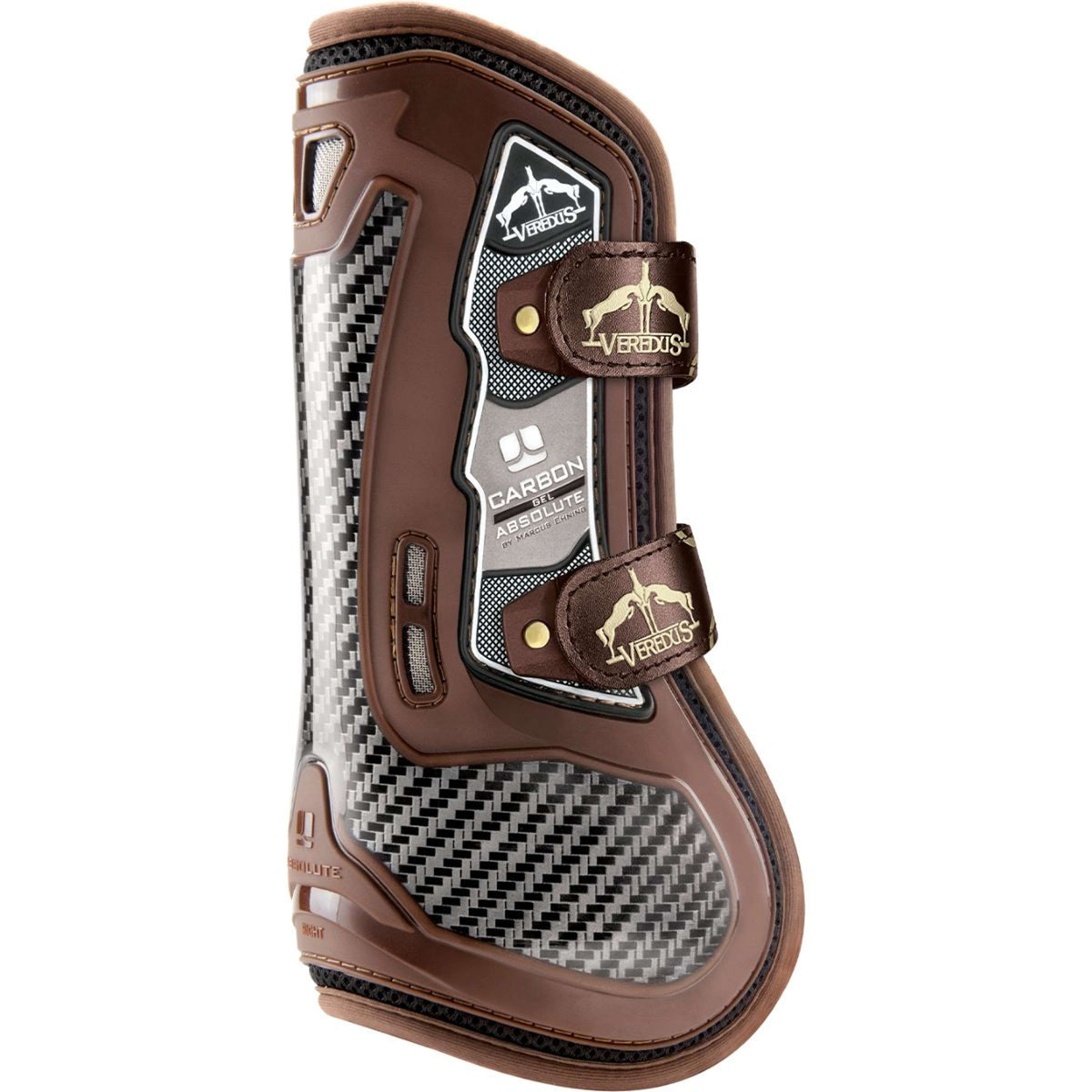 Veredus Stinchiere Carbon Gel Absolute Velcro Straps Front Marrone