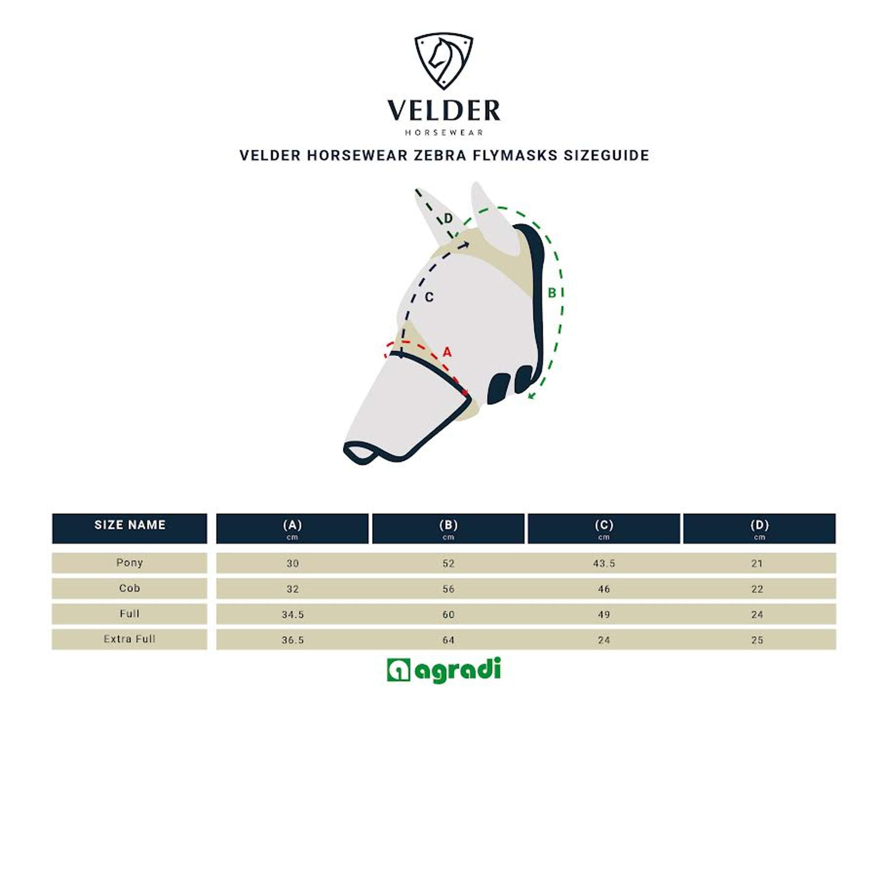 Velder Horsewear Essentials Maschera per Mosche Zebra con Orecchie Nero/Bianco