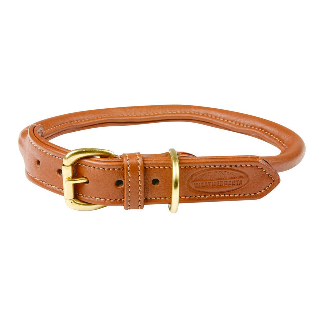 WeatherBeeta Dog Collar Pelle arrotolata Tan