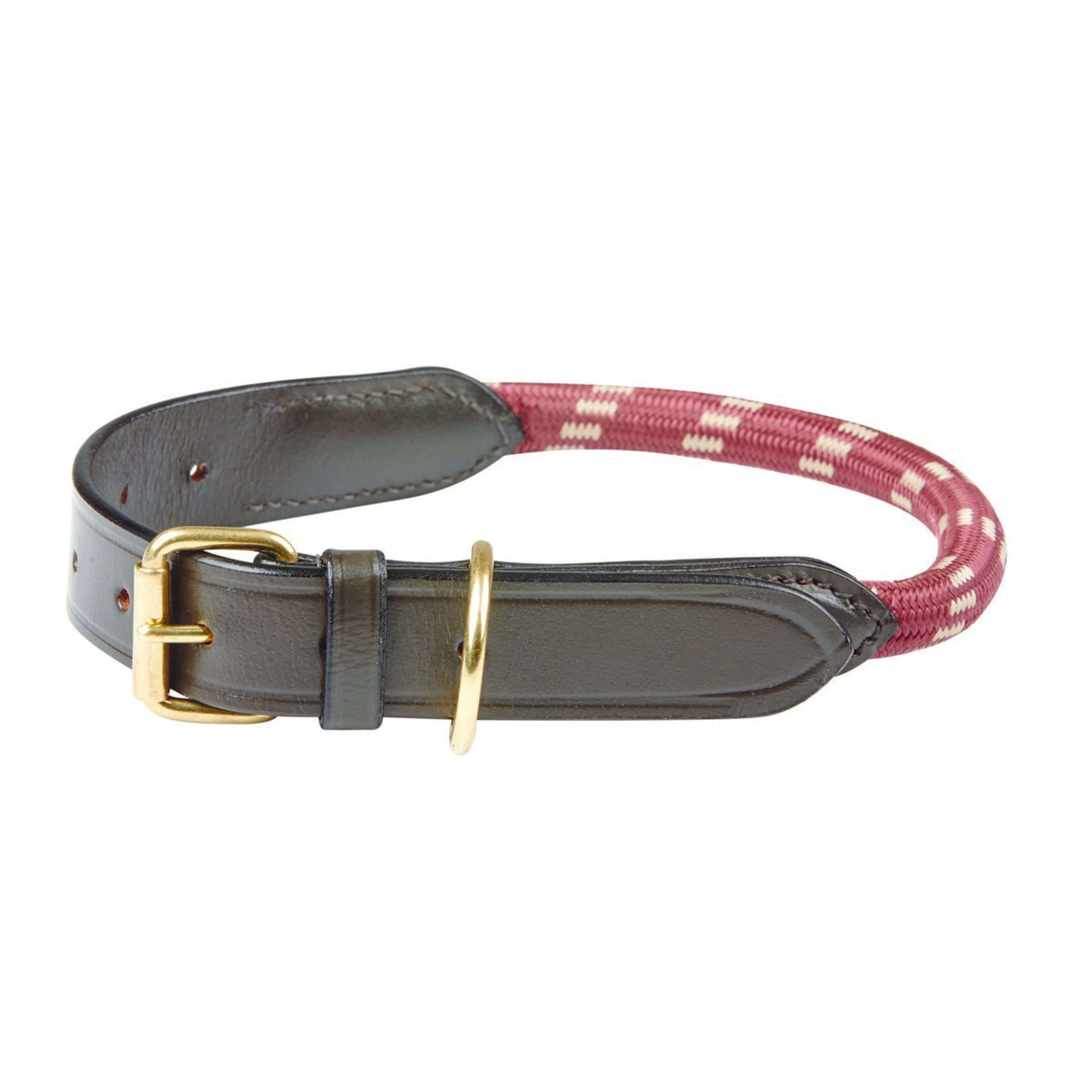 WeatherBeeta Dog Collar Pelle di corda Burgundy/Brown