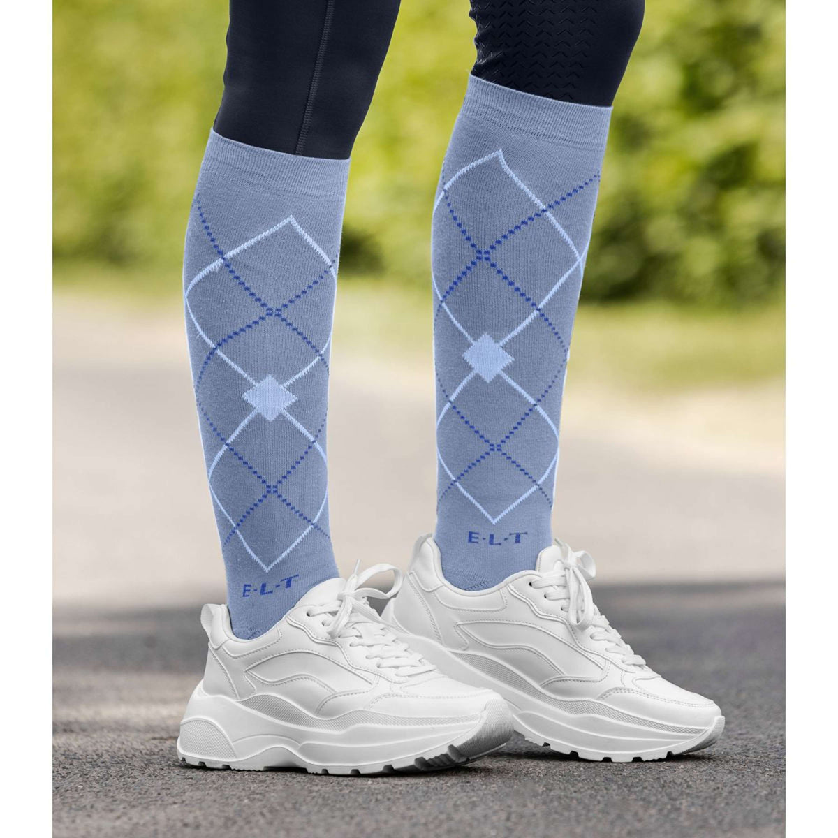 ELT Calze da Equitazione Argyle Blue Grey