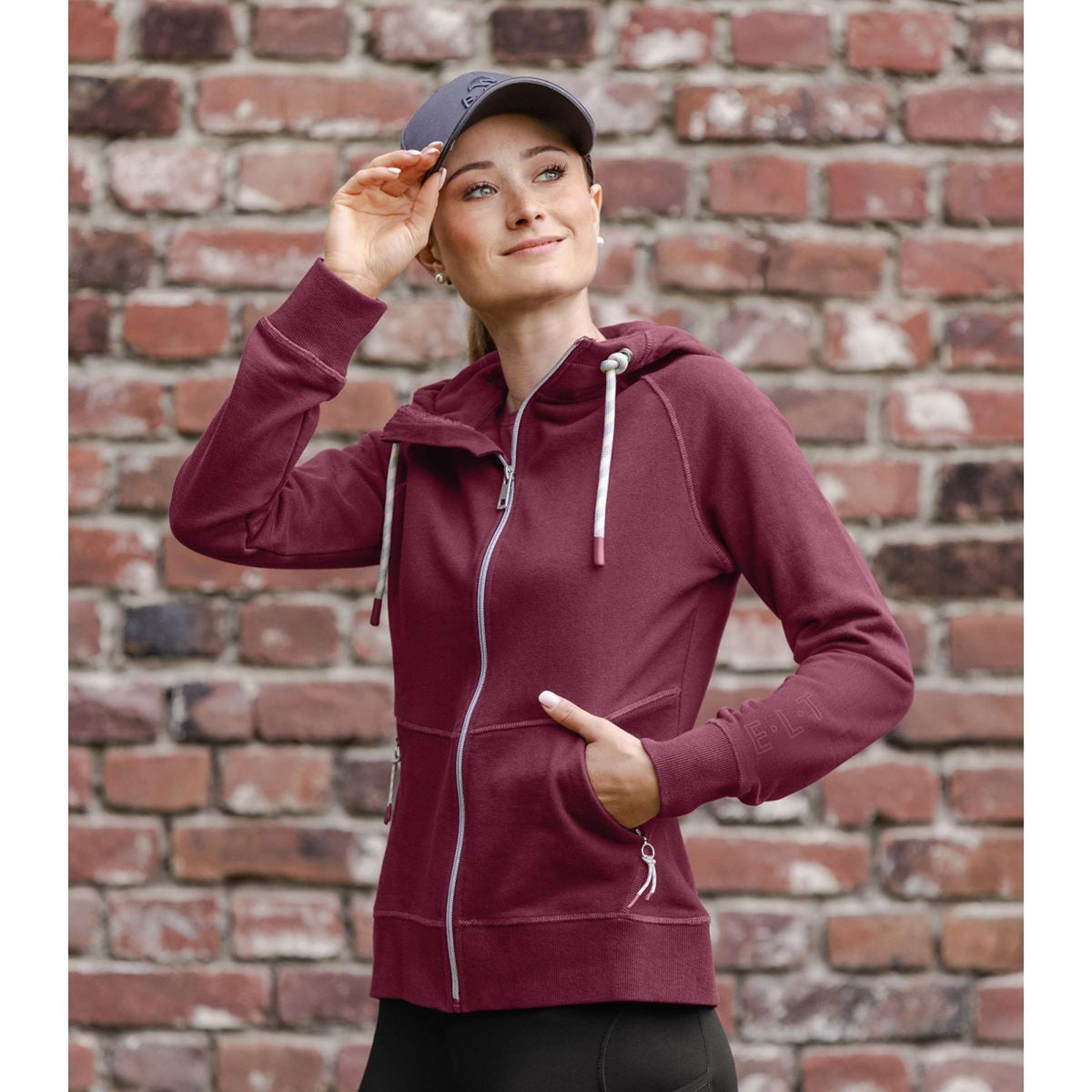 ELT Felpa con cappuccio e zip Pamplona Rosso velluto