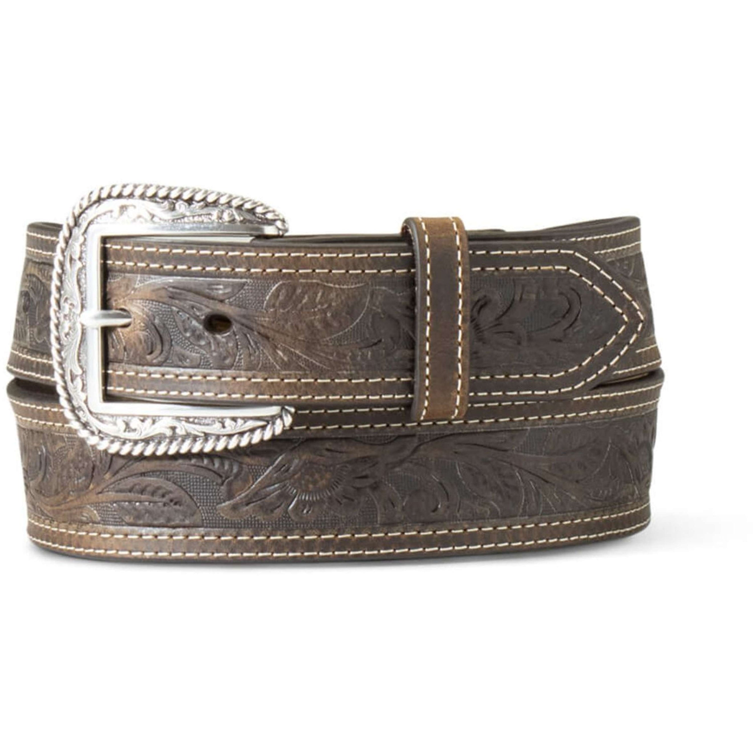 Ariat Cintura Tooled Double Stitched Marrone Ariat Cintura Tooled Double Stitched Marrone