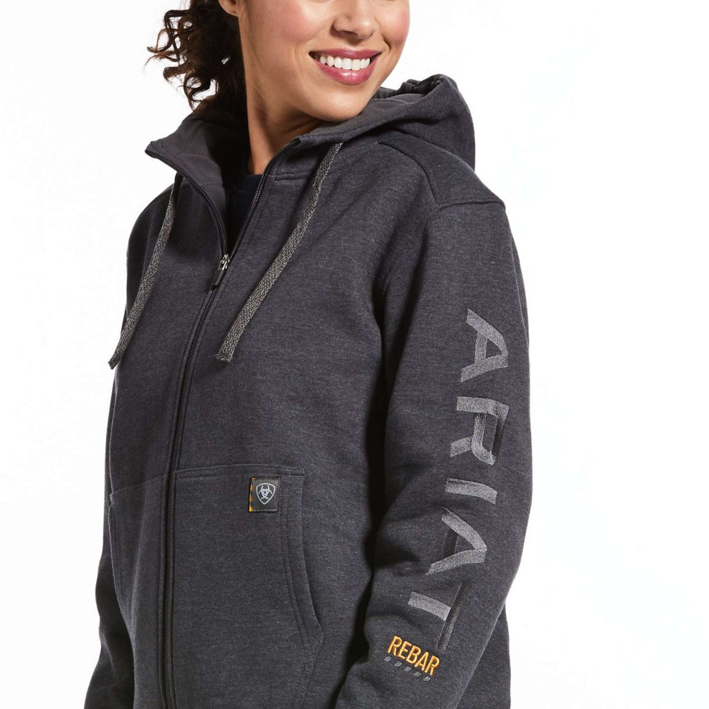 Ariat Felpa con cappuccio e zip Rebar All-Weather Donne Charcoal Heather