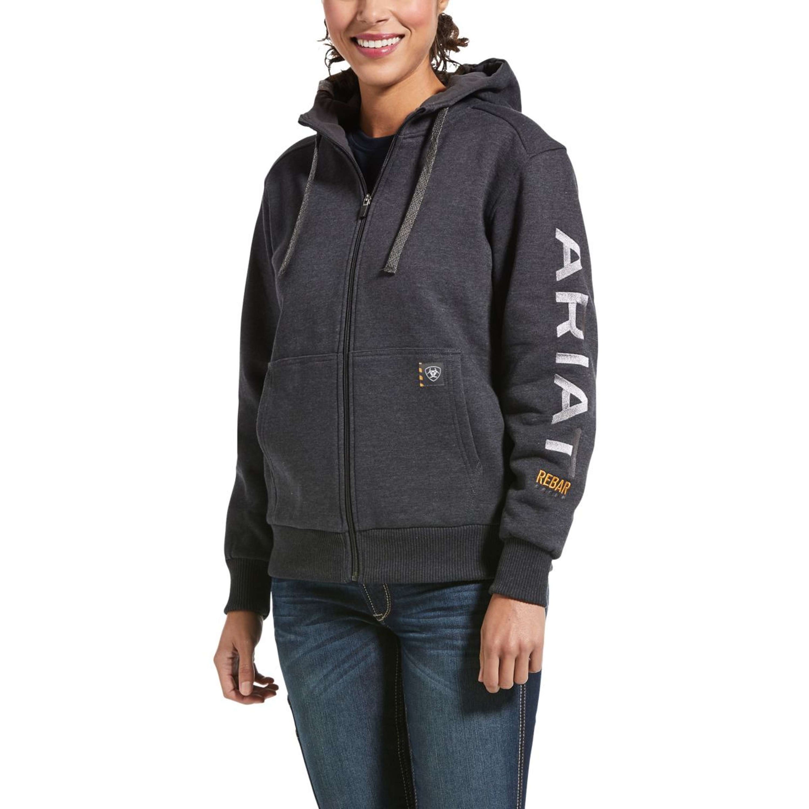 Ariat Felpa con cappuccio e zip Rebar All-Weather Donne Charcoal Heather Ariat Felpa con cappuccio e zip Rebar All-Weather Donne Charcoal Heather