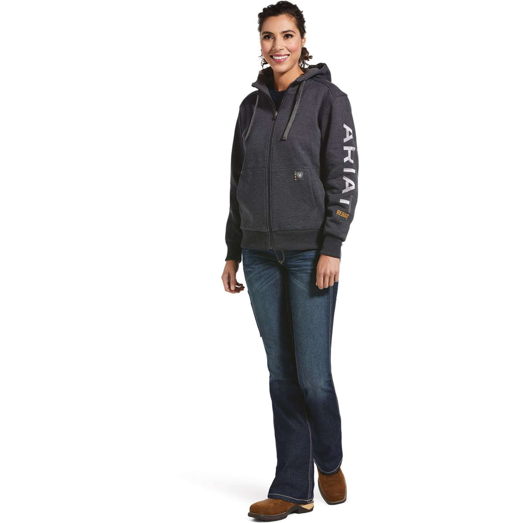 Ariat Felpa con cappuccio e zip Rebar All-Weather Donne Charcoal Heather