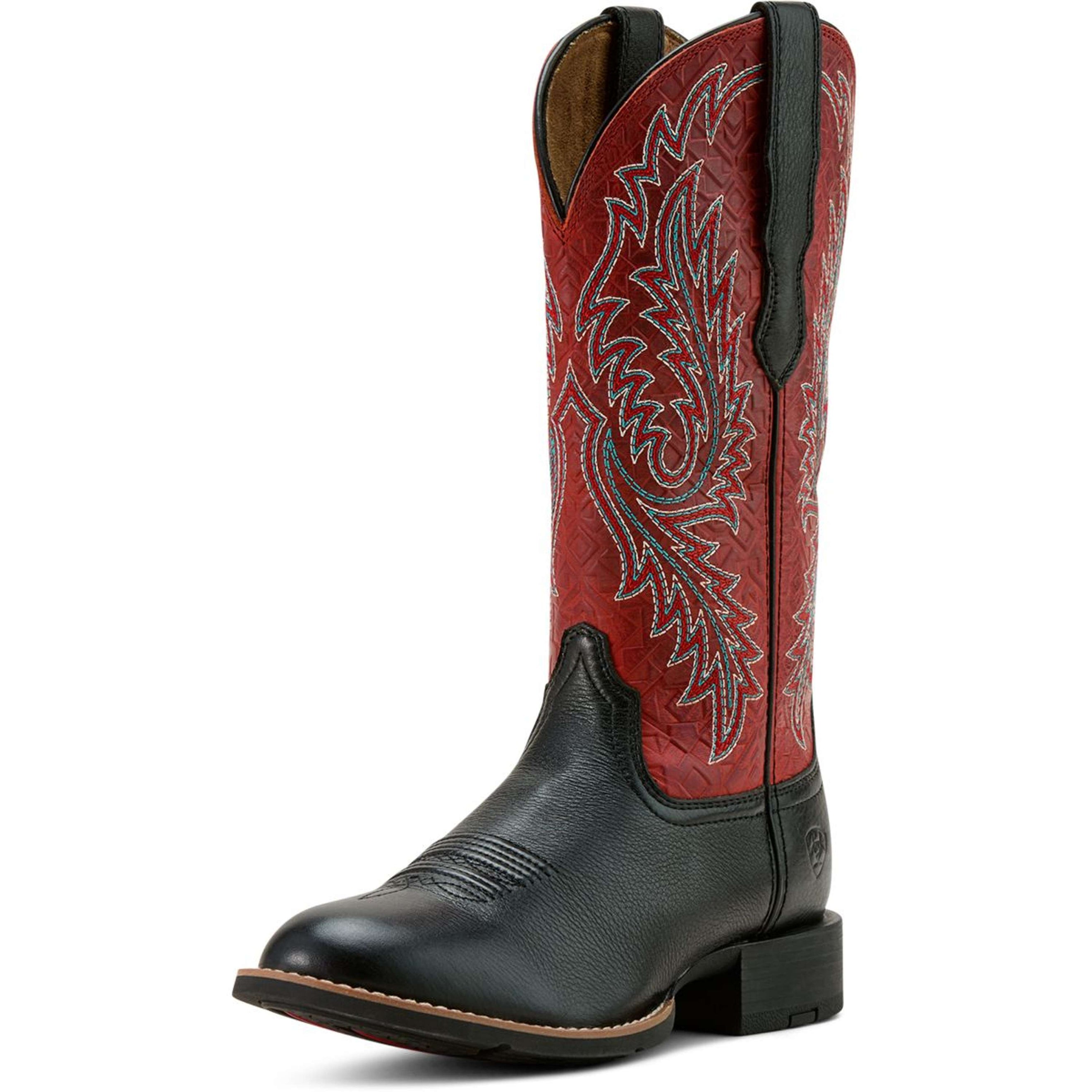 Ariat Stivali Western Round Up Stretchfit Donne Black Deertan/Garnet Emboss Ariat Stivali Western Round Up Stretchfit Donne Black Deertan/Garnet Emboss