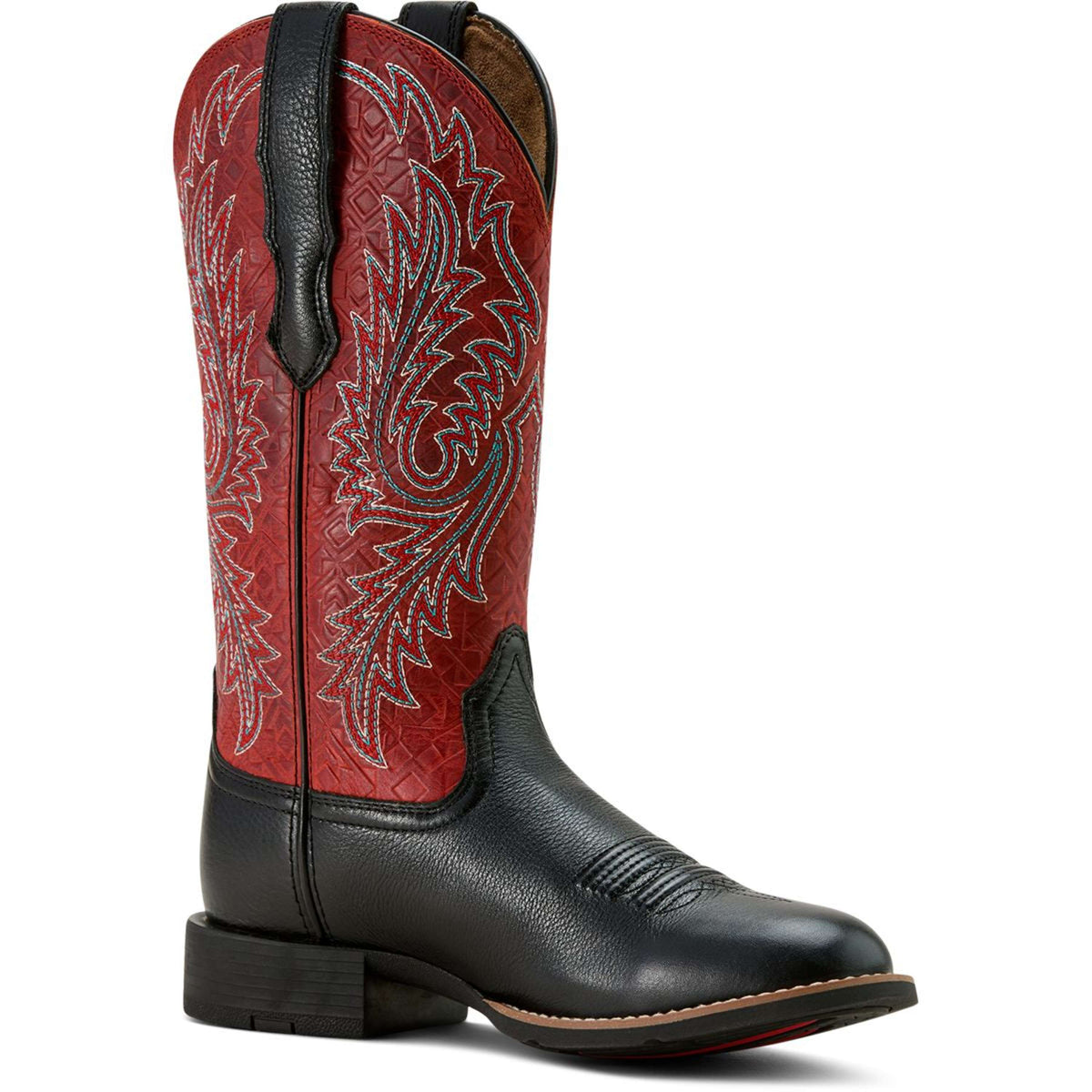 Ariat Stivali Western Round Up Stretchfit Donne Black Deertan/Garnet Emboss