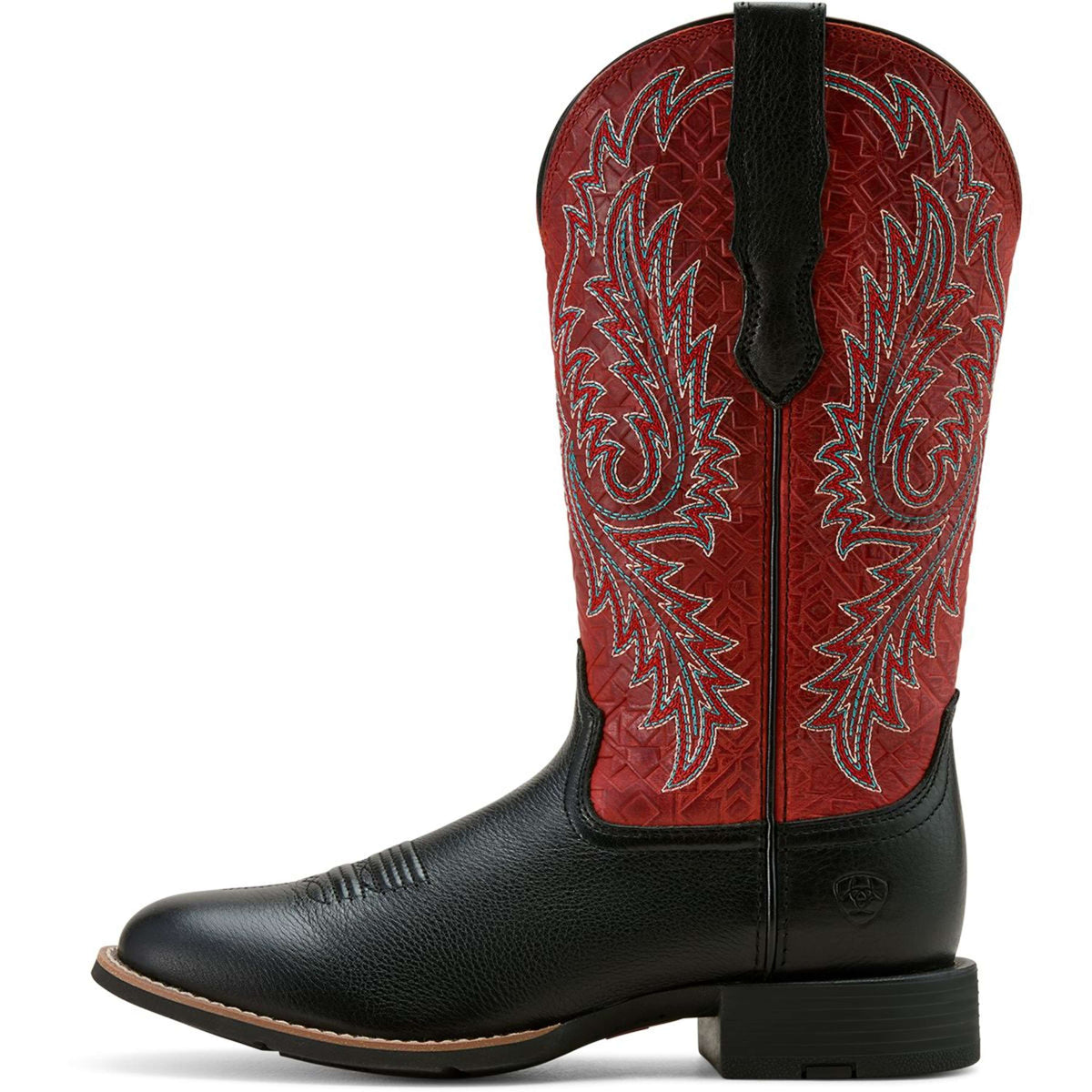 Ariat Stivali Western Round Up Stretchfit Donne Black Deertan/Garnet Emboss