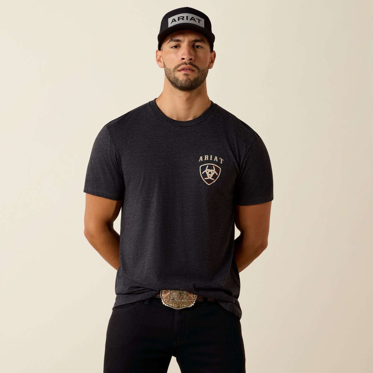 Ariat Maglietta American Bison Tee Uomini Charcoal Heather