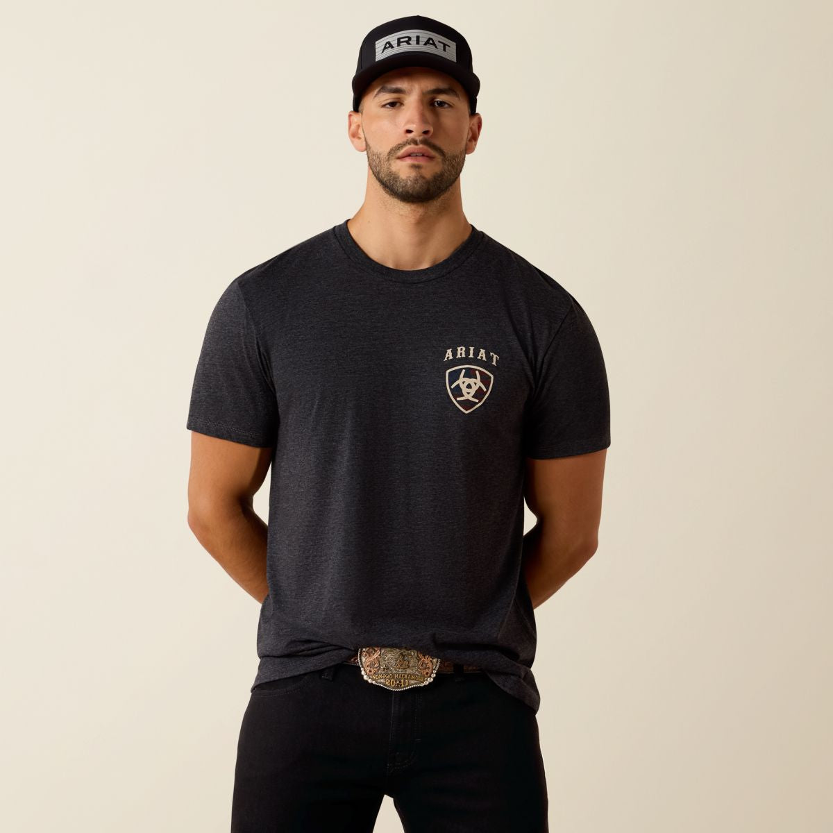 Ariat Maglietta American Bison Tee Uomini Charcoal Heather