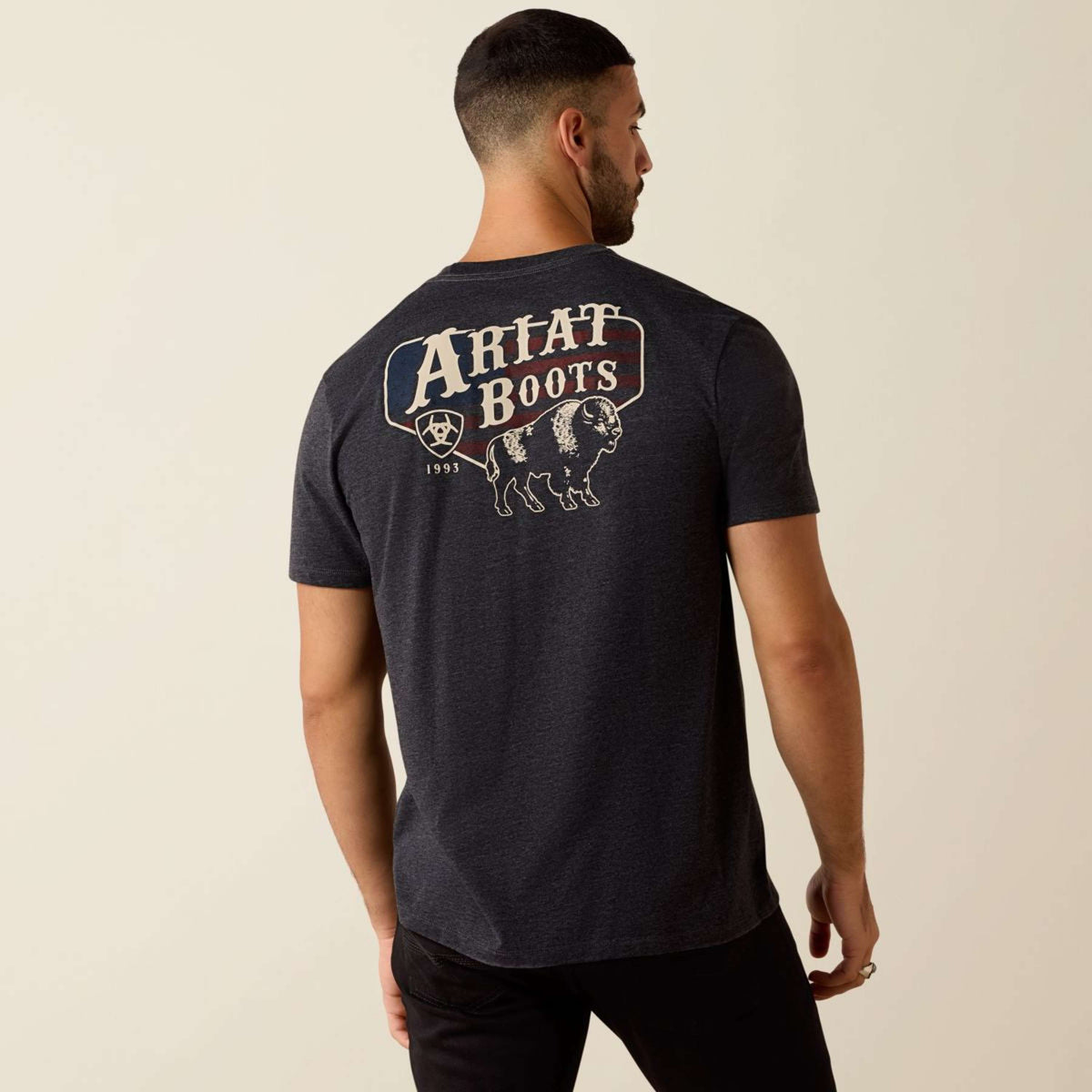 Ariat Maglietta American Bison Tee Uomini Charcoal Heather