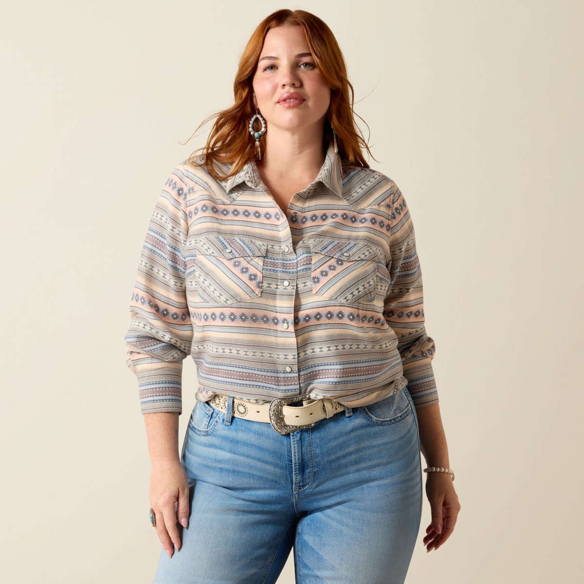 Ariat Blusa Arizona Western Donne Ombre Blue Southwest