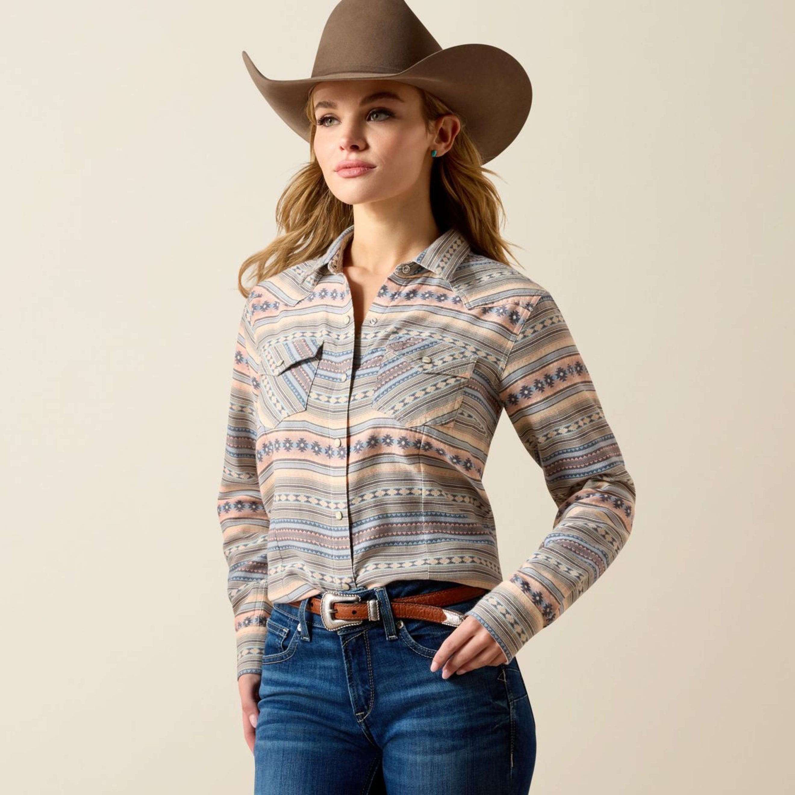 Ariat Blusa Arizona Western Donne Ombre Blue Southwest Ariat Blusa Arizona Western Donne Ombre Blue Southwest
