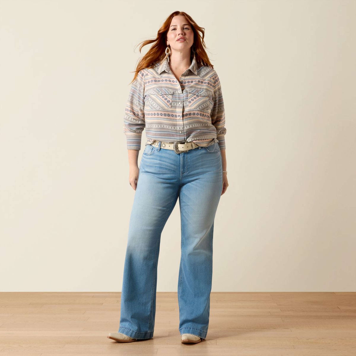 Ariat Blusa Arizona Western Donne Ombre Blue Southwest