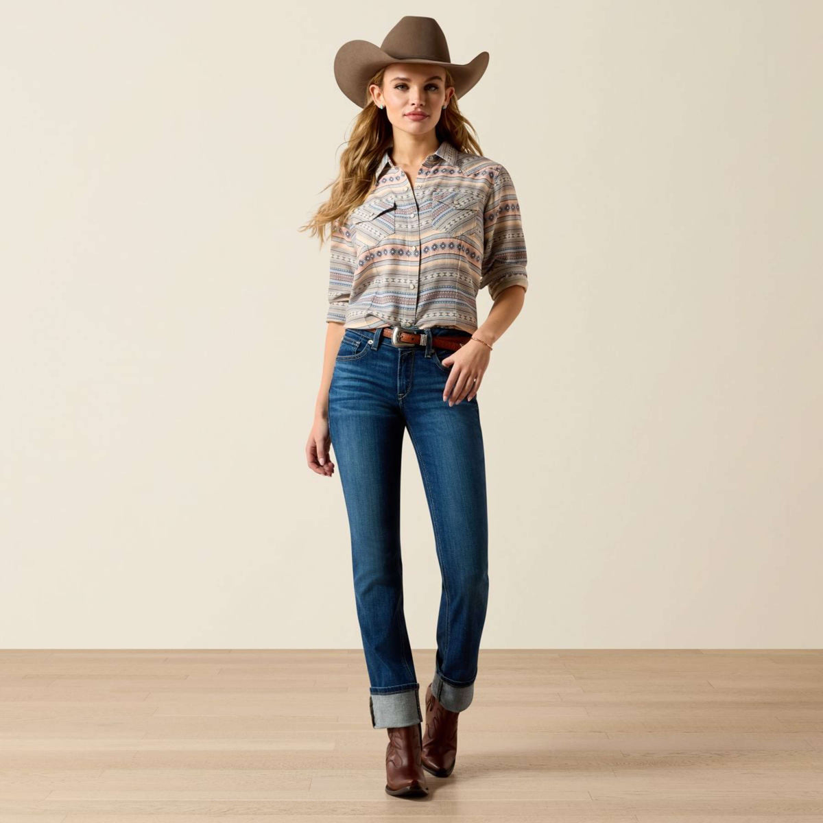 Ariat Blusa Arizona Western Donne Ombre Blue Southwest