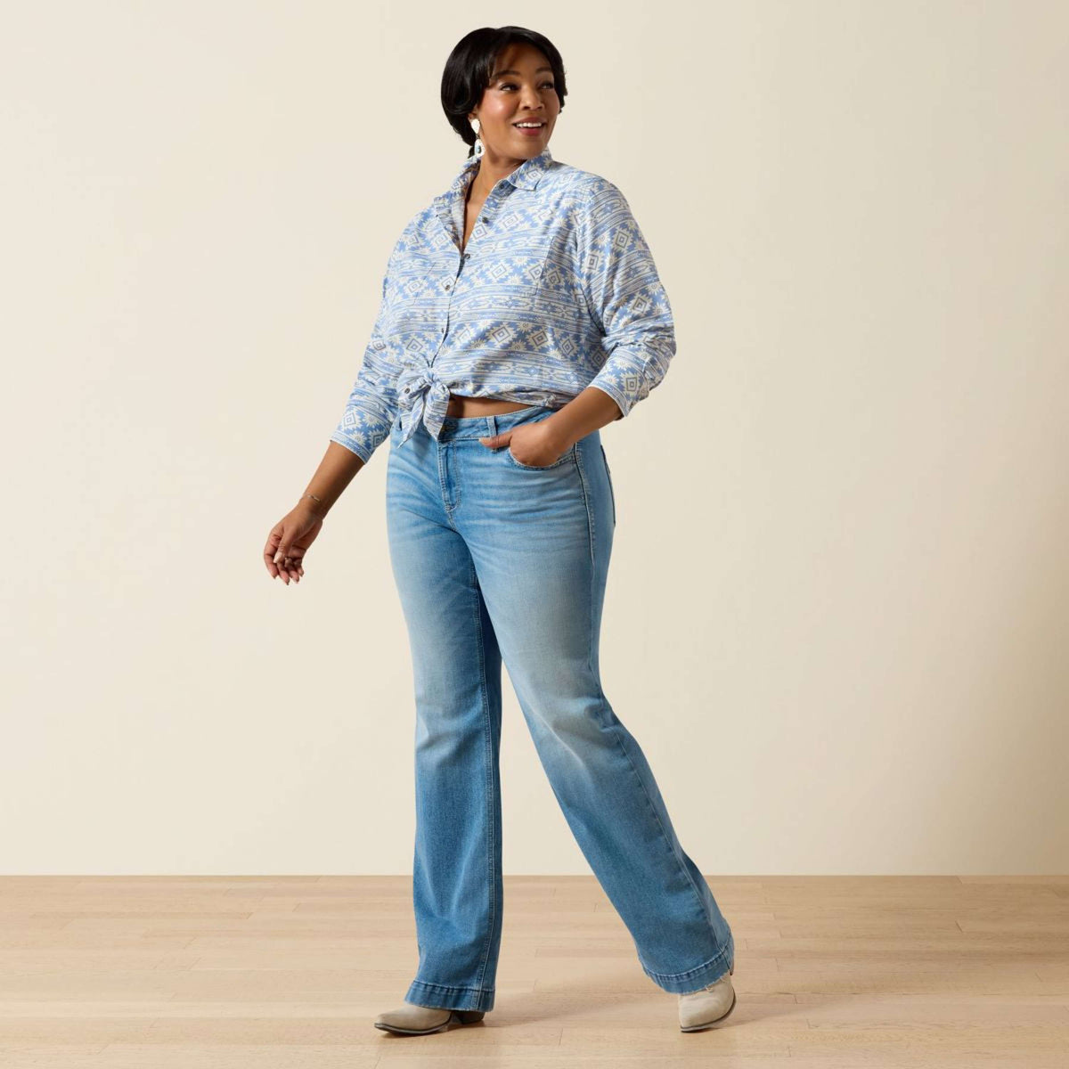 Ariat Blusa Billie Jean Donne Ashleigh Blue Crystal Southwes