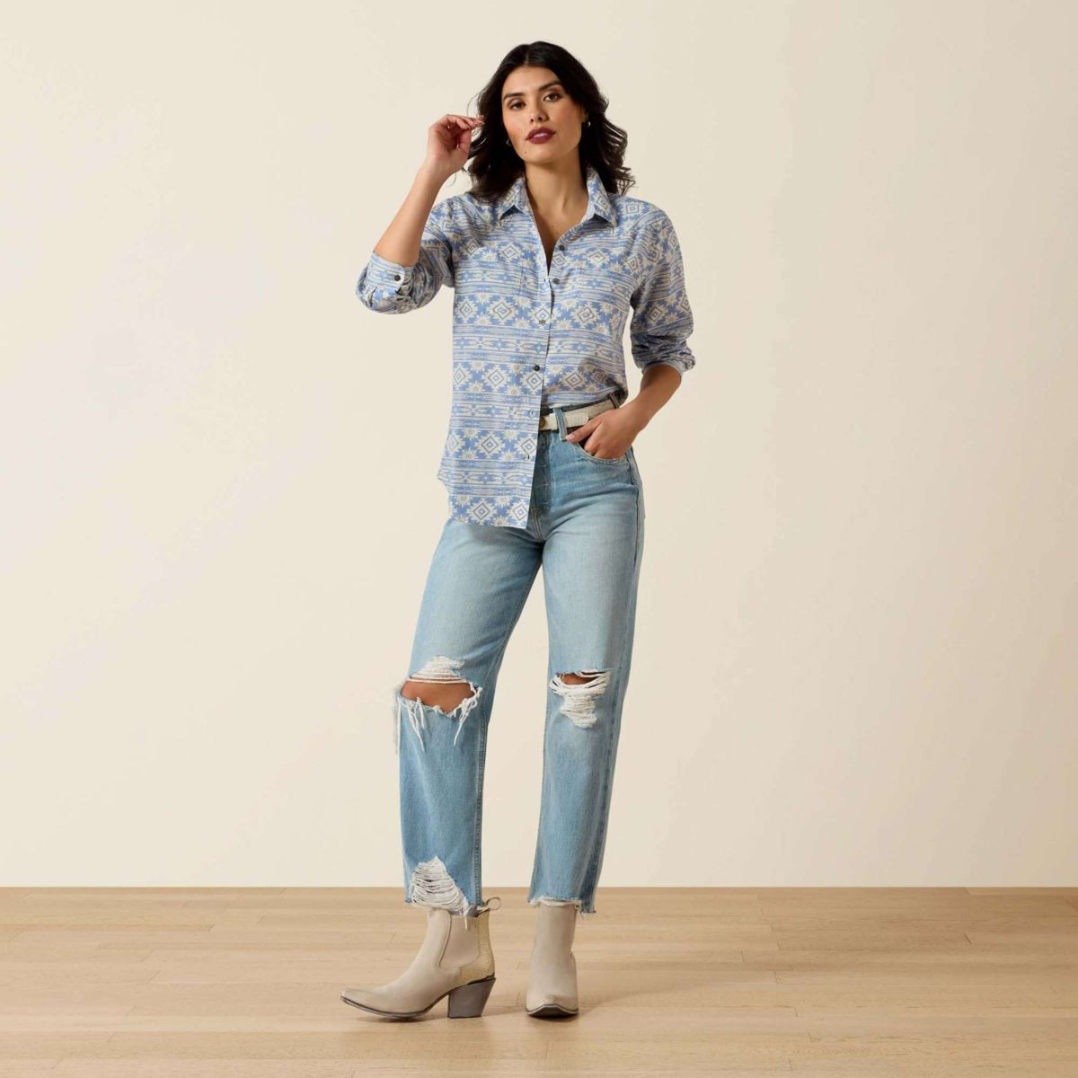 Ariat Blusa Billie Jean Donne Ashleigh Blue Crystal Southwes