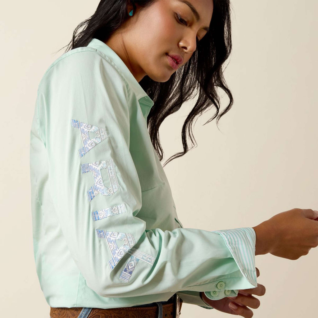 Ariat Maglia Team Kirby Maniche Lunghe Dusty Aqua