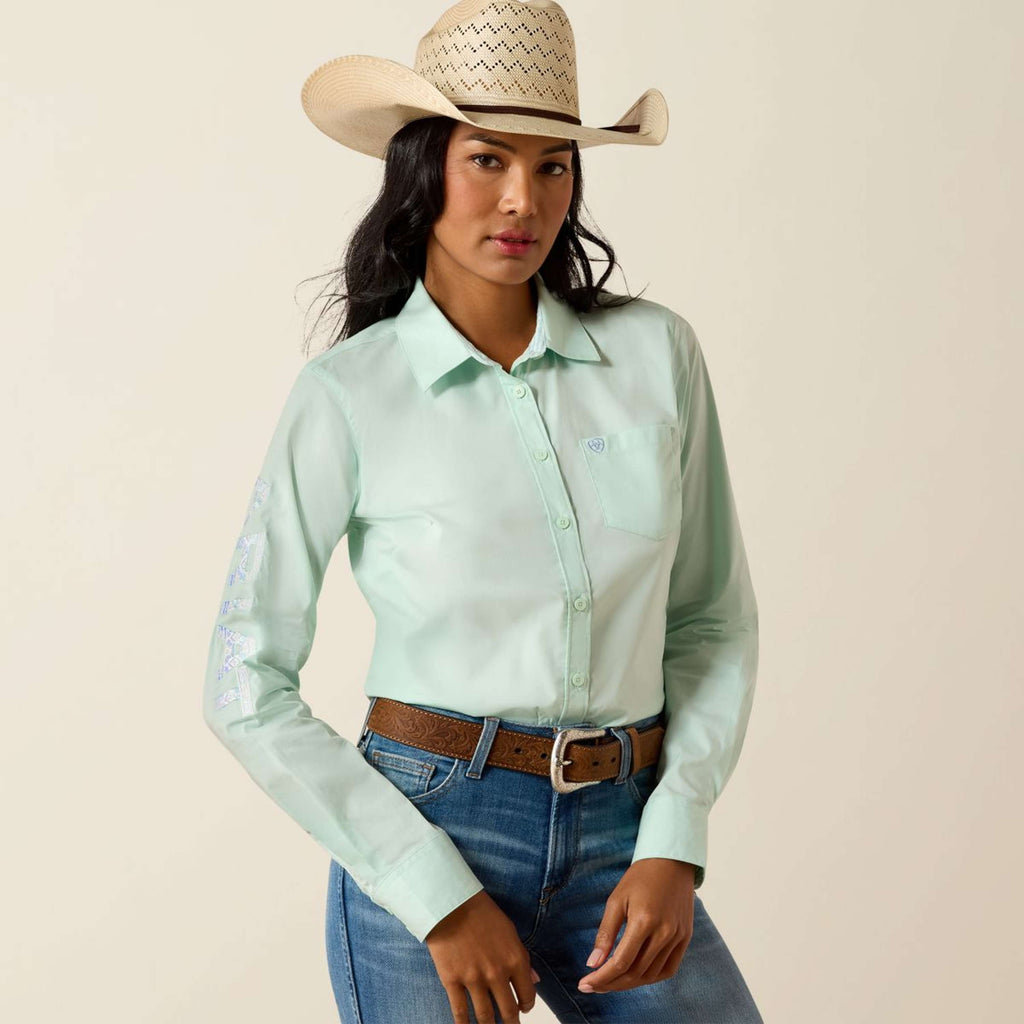 Ariat Maglia Team Kirby Maniche Lunghe Dusty Aqua