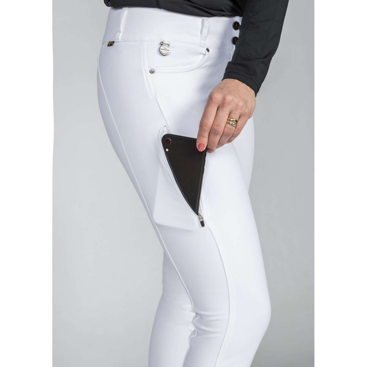 Back on Track Pantaloni da Equitazione Julia Knee Grip Bianco