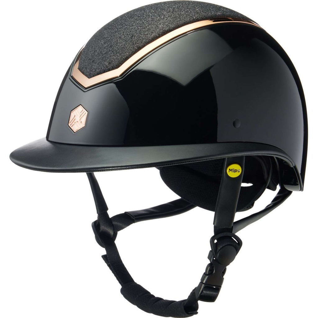 Charles Owen Casco da equitazione Kylo Sparkly Wide Peak MIPS Black Gloss/Rose Gold
