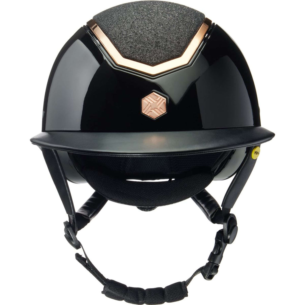 Charles Owen Casco da equitazione Kylo Sparkly Wide Peak MIPS Black Gloss/Rose Gold